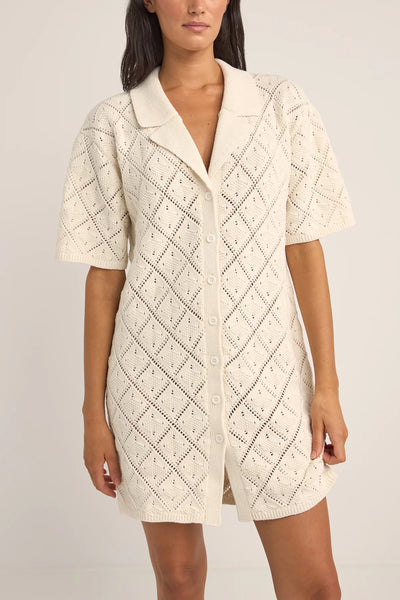 White|Rhythm Jaffa Knit Shirt Dress