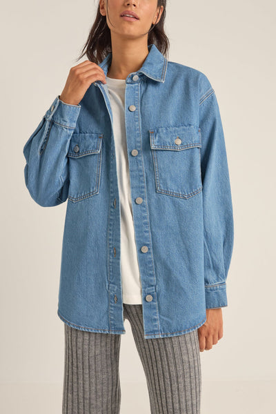 Washed Blue|Rhythm Oversized Denim Shacket