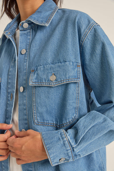 Washed Blue|Rhythm Oversized Denim Shacket