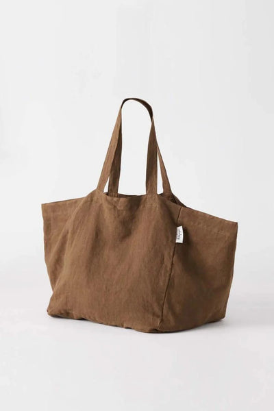 Chocolate|Linen Tote Bag - The beach people