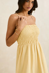 Rhythm Robe Classique Smockée Midi - Butter