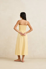 Rhythm Robe Classique Smockée Midi - Butter