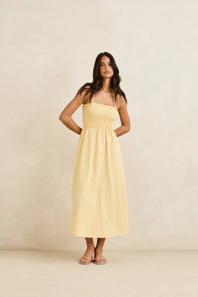 Butter|Rhythm Classic Shirred Midi Dress