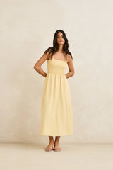 Rhythm Robe Classique Smockée Midi - Butter