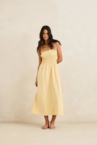 Butter|Rhythm Classic Shirred Midi Dress