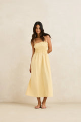 Rhythm Robe Classique Smockée Midi - Butter