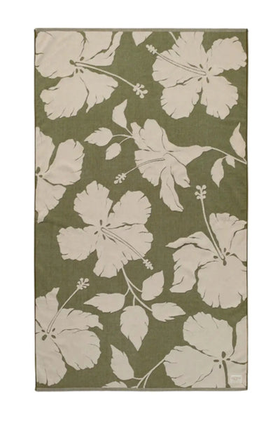 Serviette de plage à carreaux - Happy Place - Olive